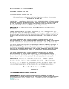 Convención sobre los Derechos del Niño. Sancionada: Setiembre