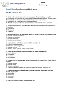 Tema 5 El uso formal y coloquial de la lengua AUTOEVALUACIÓN