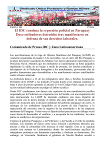 PAG 100 El IDC condena la represión policial en Paraguay Doce