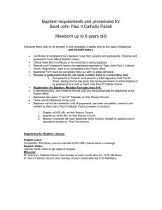 Baptism requirements and procedures for Saint John Paul II Catholic