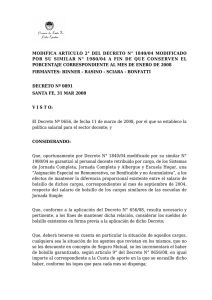 MODIFICA ARTICULO 2° DEL DECRETO N° 1840/04 MODIFICADO