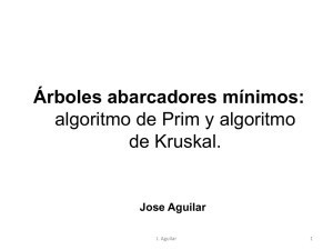 Grafos, Árboles abarcadores mínimos, algoritmo de Prim y algoritmo