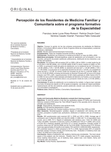 O R I G I N A L Percepción de los Residentes de Medicina Familiar y