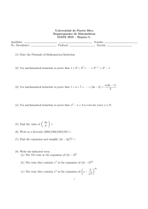 Universidad de Puerto Rico Departamento de Matemáticas MATE