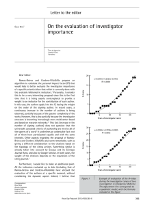On the evaluation of investigator importance