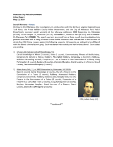 Manassas City Police Department Crime Report May 12, 2014