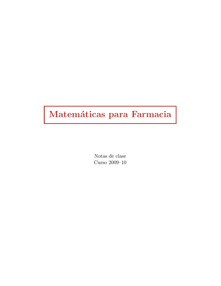 Matemáticas Para Farmacia