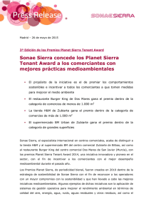 Sonae Sierra concede los Planet Sierra Tenant Award a los