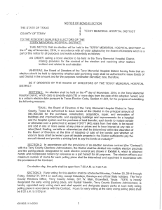 notice of bond election the state of texas § § terry memorial hospital