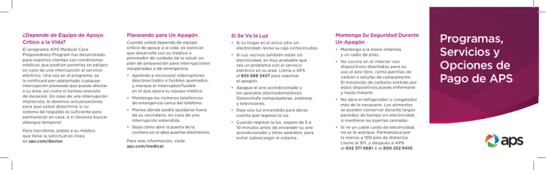 Programas, Servicios y Opciones de Pago de APS