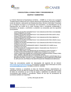 CONVOCATORIA A CONSULTORES Y PROVEEDORES DE