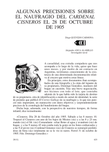 Algunas precisiones sobre el naufragio del Cardenal Cisneros el 28