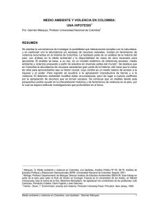 medio ambiente y violencia en colombia: una hipotesis1