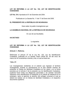LEY DE REFORMA A LA LEY No. 152, LEY DE IDENTIFICACIÓN