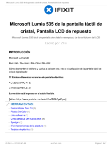 Microsoft Lumia 535 de la pantalla táctil de cristal, Pantalla