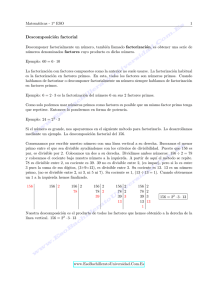 Descomposición factorial - ESO Bachillerato Universidad