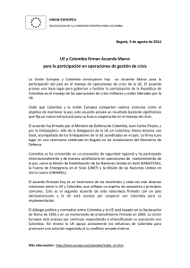 UE y Colombia firman Acuerdo Marco para la participación