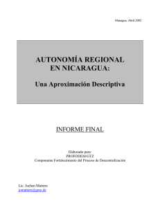 AUTONOMÍA REGIONAL EN NICARAGUA
