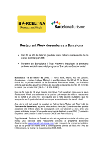 Restaurant Week desembarca a Barcelona