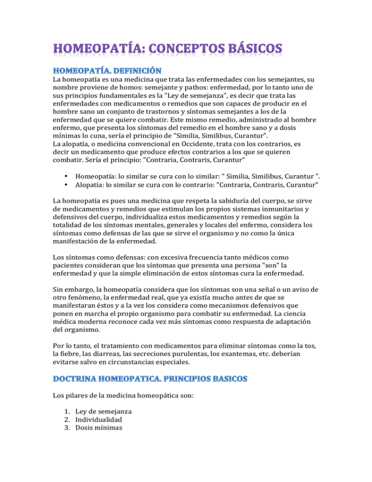 Conceptos basicos de homeopatía Conceptos basicos de homeopatía