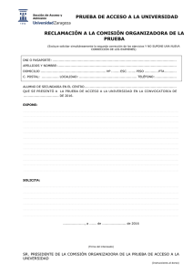 Impreso de solicitud de reclamación a la Comisión Organizadora
