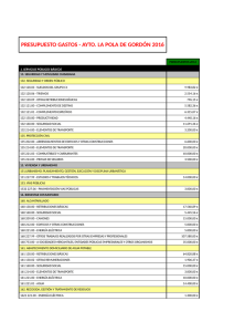 Presupuesto Gastos 2016 - Ayuntamiento de La Pola de Gordón