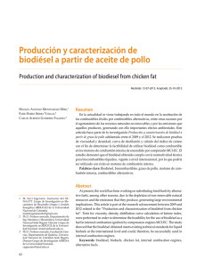 Producción y caracterización de biodiésel a partir de aceite de pollo