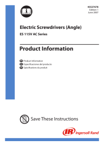 Product Information, Electric Screwdrivers, ES 115V