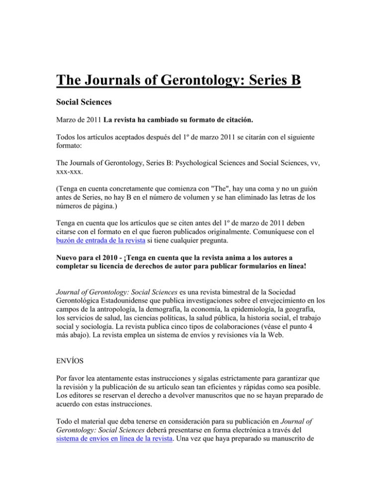 The Journals Of Gerontology: Series B