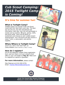 Cub Scout Camping: 2015 Twilight Camp is Coming!