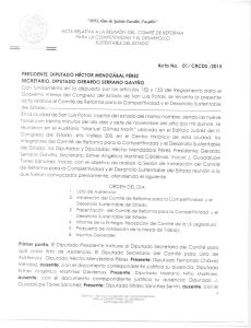 Acta No. 01/ CRCDS /2015 PRESIDENTE, DIPUTADO HÉCTOR