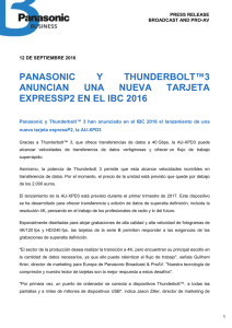 panasonic y thunderbolt™3 anuncian una nueva tarjeta expressp2