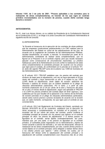 Informe 11/01, de 3 de julio de 2001. "Precios aplicables a los