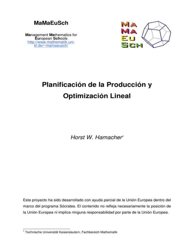 Planificación De La Producción Y Optimización Lineal