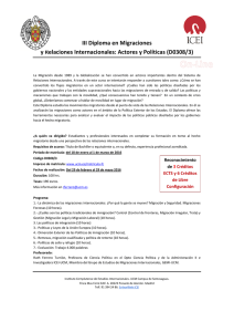 III Diploma en Migraciones y Relaciones Internacionales: Actores y