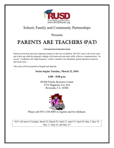 PARENTS ARE TEACHERS (PAT)