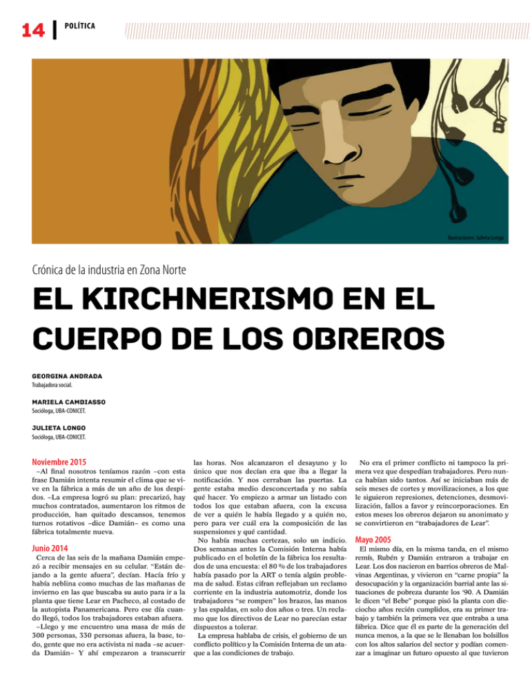 El Kirchnerismo En El Cuerpo De Los Obreros