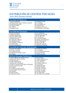 distribución de centros por sedes