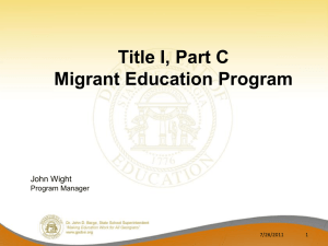 Title I, Part C Migrant Education Program