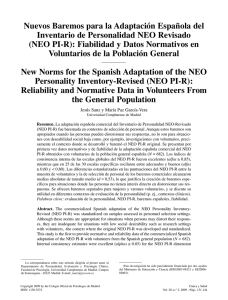NEO PI-R: Nuevos Baremos Espa&ntilde;oles y Fiabilidad