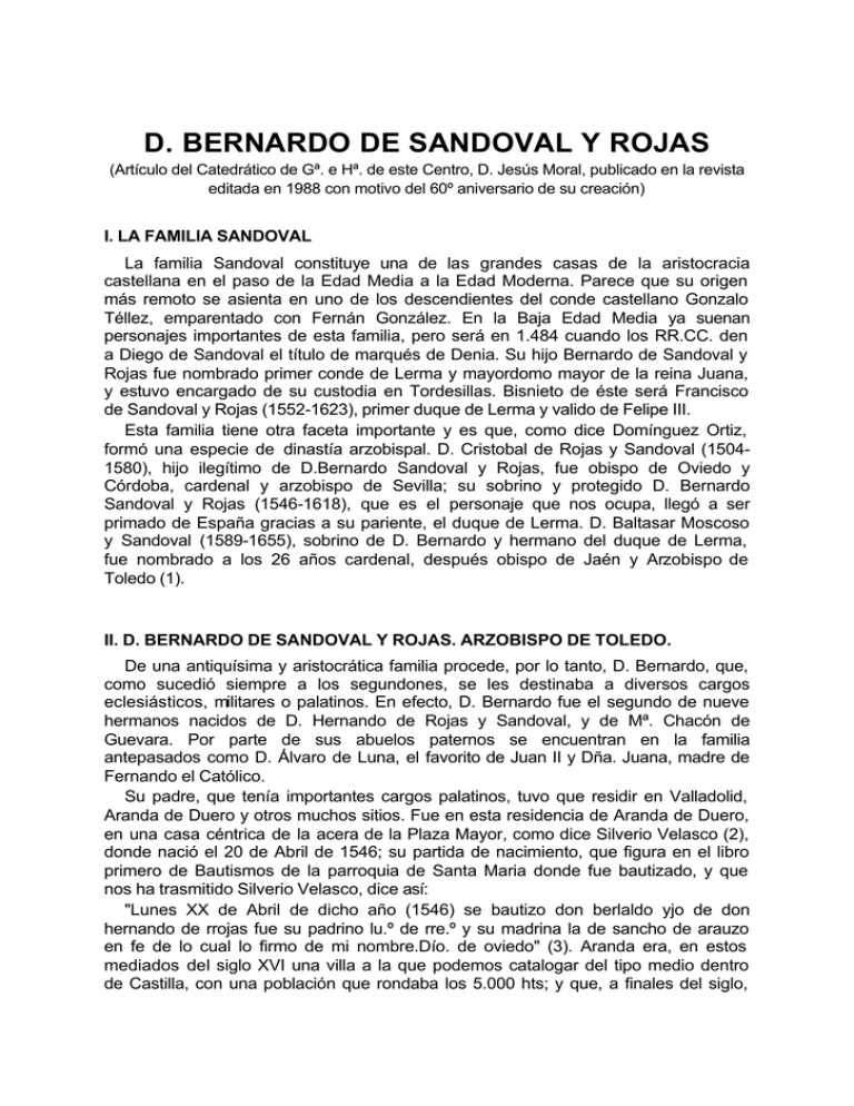 D. BERNARDO DE SANDOVAL Y ROJAS, Jesús Moral