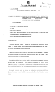 Proyecto 581-14 comunicar poder ejecut y legislat prov necesidad