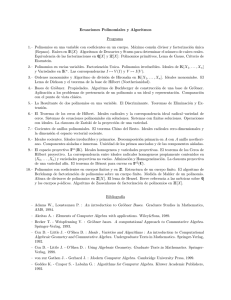 Ecuaciones Polinomiales y Algoritmos Programa 1.– Polinomios en