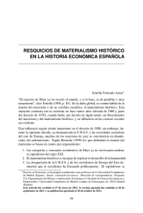 RESQUICIOS DE MATERIALISMO HISTÓRICO EN LA HISTORIA