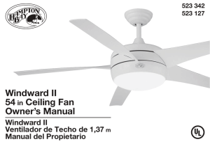 Windward II 54 in Ceiling Fan Owner`s Manual