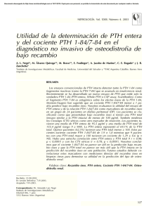Utilidad de la determinación de PTH entera y del cociente PTH 1