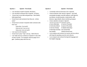 Quarter 1 Spanish – First Grade o I can introduce myself in Spanish