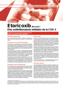 Etoricoxib(Arcoxia®) Otro antiinflamatorio inhibidor de la COX-2
