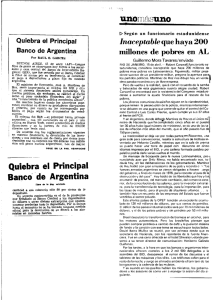 Quiebra el Principal Banco de Argentina