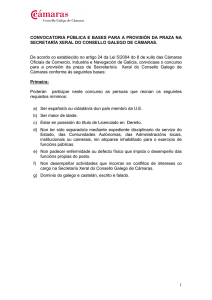 Bases convocatoria praza Secretaría Xeral CGC galego y castellano